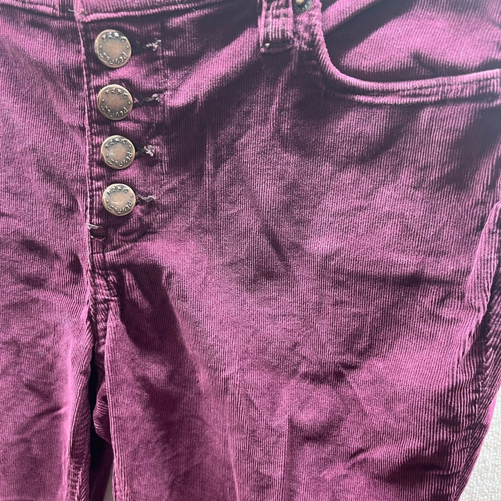 Free People Raw Edge Corduroy Pants Womens 26 Waist Stretch Ankle Cute 2331 - Picture 4 of 10